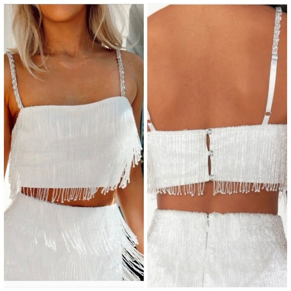NWOT Show Me Your Mumu Swift Fringe Top In white Size XXS - Picture 3 of 9